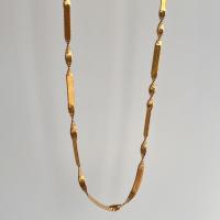 Collier d'acier titane, avec 5CM chaînes de rallonge, Placage, pavé de micro zircon & pour femme, doré, Longueur Environ 40 cm, Vendu par PC