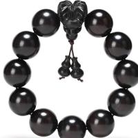 Bracelets en bois, black Sandalwood, avec Ciré Nylon, unisexe, noire, Longueur Environ 24 cm, Vendu par PC