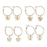 Zinc Alloy Øreringe, Butterfly, forgyldt, forskellige stilarter for valg & for kvinde, gylden, Solgt af par