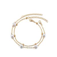 Sinc Alloy Anklet, le Pearl Plaisteacha, plátáilte, 2 phíosa & do bhean, órga, Díolta De réir Socraigh