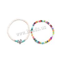 Pulseras para el Tobillo en Aleación de Zinc, con Seedbead, chapado, 2 piezas & para mujer, multicolor, Vendido por Set