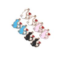 Zinc Alloy émail Pendants, alliage de zinc, chat, Placage de couleur d'or, DIY, plus de couleurs à choisir, 19x25mm, Environ 100PC/sac, Vendu par sac