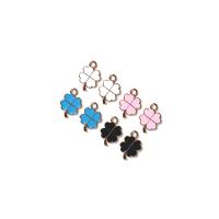 Zinc Alloy Enamel Pendants Four Leaf Clover gold color plated DIY Approx Sold By Bag