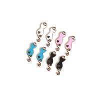 Zinc Alloy émail Pendants, alliage de zinc, chat, Placage de couleur d'or, DIY, plus de couleurs à choisir, 8x25mm, Environ 100PC/sac, Vendu par sac