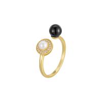 Zircon cubique Micro Pave Sterling Silver Rings, Argent sterling 925, avec Shell Pearl, Placage, bijoux de mode & pavé de micro zircon & pour femme, plus de couleurs à choisir, protéger l'environnement, sans nickel, plomb et cadmium, 8.3mm,4mm,6mm, Vendu par PC