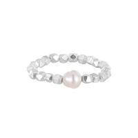 Anillo de Plata Esterlina, Plata de ley 925, con Shell Pearl, Joyería & elástico & para mujer, libre de níquel, plomo & cadmio, 4.3mm, Vendido por UD