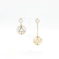 Boucles d'oreilles asymétriques, laiton, avec Magnésite, bijoux de mode & pour femme, protéger l'environnement, sans nickel, plomb et cadmium, 80mm,46mm, Vendu par paire