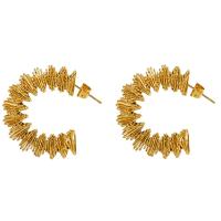 Pendientes de Acero Inoxidable, acero inoxidable 304, 18K chapado en oro, Joyería & para mujer, dorado, 23x31mm, Vendido por Par