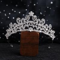 Tiaras, liga de zinco, joias de moda & para mulher & com strass, prateado, níquel, chumbo e cádmio livre, Diametro interno:Aprox 135mm, vendido por PC