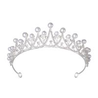 Diadema, lega in zinco, with perla in plastica, gioielli di moda & per la donna & con strass, argento, assenza di nichel,piombo&cadmio, Diametro interno:Appross. 140mm, Venduto da PC