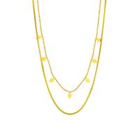 Collier d'acier titane, avec 2.36inch chaînes de rallonge, Placage, Double couche & bijoux de mode & pour femme, doré, Vendu par Environ 16.14 pouce, Environ 18.11 pouce brin