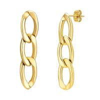 Stainless Steel Drop Earring 304 Stainless Steel Vacuum Ion Plating fashion jewelry & for woman golden Sold By Pair