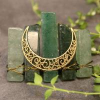 Natural Stone Pulling Spring Hair Clip with Brass & Iron Moon plated & for woman 60mm Sold By PC