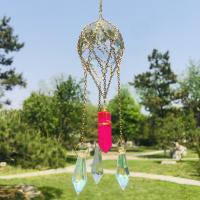 Wind Chimes Outdoor und Heimtextilien, Messing, mit Naturstein & Kristall & Eisen, goldfarben plattiert, für Zuhause und Büro, keine, frei von Nickel, Blei & Kadmium, 270-280mm, verkauft von PC