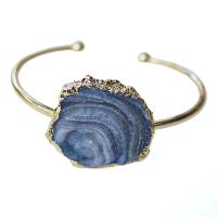 Agate Armband, Zink Alloy, med Ice Kvarts Agate, guldfärg pläterade, Justerbar & mode smycken & för kvinna, Slumpmässig färg, nickel, bly och kadmium gratis, Innerdiameter:Ca 55mm, Säljs av PC