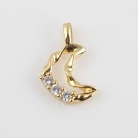 Cubic Zirconia (CZ) Brass Hängen, Mässing, med Cubic Zirconia, guldfärg pläterade, DIY, nickel, bly och kadmium gratis, 15.80x9.60x2.40mm, Säljs av PC