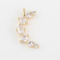 Μενταγιόν Cubic Zirconia (CZ) Brass, Ορείχαλκος, με Cubic Zirconia, χρώμα επίχρυσο, DIY, νικέλιο, μόλυβδο και κάδμιο ελεύθεροι, 20.20x10.30x3.10mm, Sold Με PC