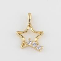 Cubic Zirconia (CZ) Brass Hängen, Mässing, med Cubic Zirconia, Star, guldfärg pläterade, DIY, nickel, bly och kadmium gratis, 17.10x11.30x2.60mm, Säljs av PC