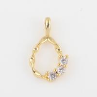 Μενταγιόν Cubic Zirconia (CZ) Brass, Ορείχαλκος, με Cubic Zirconia, χρώμα επίχρυσο, DIY, νικέλιο, μόλυβδο και κάδμιο ελεύθεροι, 15.60x8.70x2.40mm, Sold Με PC