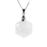 Gemstone Hängen Smycken, Natursten, med Zink Alloy, Hexagon, DIY & olika material för val, fler färger för val, nickel, bly och kadmium gratis, 30x26mm, Säljs av PC