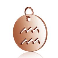 Edelstahl-Konstellation -Anhänger, 304 Edelstahl, 12 Zeichen des Sternzeichens, DIY & verschiedene Muster für Wahl, Roségold, 12x17mm, ca. 10PCs/Tasche, verkauft von Tasche