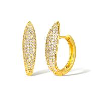 Cubic Zirconia Micro Pave Latão Brinco, cobre, banhado a ouro genuino, tamanho diferente para a escolha & micro pavimento em zircônia cúbica & para mulher, dourado, vendido por par