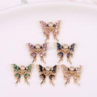 Rhinestone Brass Pendants with Crystal Butterfly plated DIY & with rhinestone Sold By PC