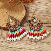 Seedbead Drop Earring with Plastic Pearl & Iron & Zinc Alloy fashion jewelry & for woman Sold By Pair