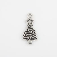 In lega di zinco del pendente Cabochon Setting, lega in zinco, Albero di Natale, placcato argento antico, DIY, 23.60x10.70x1.70mm, Foro:Appross. 1.6mm, Venduto da borsa