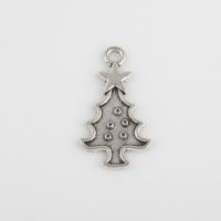 In lega di zinco del pendente Cabochon Setting, lega in zinco, Albero di Natale, placcato argento antico, DIY, 14.60x26.70x1.30mm, Foro:Appross. 2.1mm, Venduto da borsa