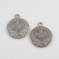 Alliage de zinc plate ronde pendentifs, Plat rond, Plaqué de couleur d'argent, Vintage & DIY, 29.90x25.50x1.40mm, Trou:Environ 1.8mm, Vendu par sac