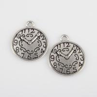 Alliage de zinc plate ronde pendentifs, Plat rond, Plaqué de couleur d'argent, Vintage & DIY, 23.20x22.80x1.40mm, Trou:Environ 1.6mm, Vendu par sac