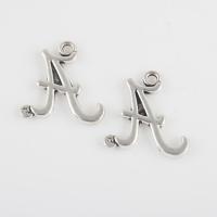 Pendentif alphabet en zinc, alliage de zinc, Lettre A, Plaqué de couleur d'argent, Vintage & DIY, 23.90x20.60x2mm, Trou:Environ 2mm, Vendu par sac