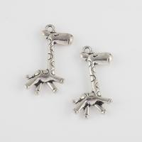 Zinklegering Animal Hangers, Zinc Alloy, Giraffe, antiek zilver plated, Vintage & DIY, 28.30x15x3.50mm, Gat:Ca 1.7mm, Verkocht door Bag