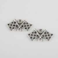 Sinc Alloy Pendants, Bratach, dath airgid antique plátáilte, seanré & DIY, 22.40x11.90x1.60mm, Poll:Thart 1.5mm, Díolta De réir Mála