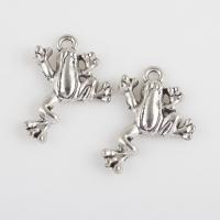 Sinc Alloy Pendants Ainmhithe, Frog, dath airgid antique plátáilte, seanré & DIY, 20.90x17x2.90mm, Poll:Thart 1.7mm, Díolta De réir Mála