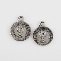 Alliage de zinc plate ronde pendentifs, Plat rond, Plaqué de couleur d'argent, Vintage & DIY, 16.90x13.50x1.20mm, Trou:Environ 1.7mm, Vendu par sac