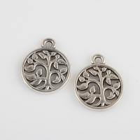 Alliage de zinc plate ronde pendentifs, Plat rond, Plaqué de couleur d'argent, Vintage & DIY & creux, 18.40x18x1.70mm, Trou:Environ 1.7mm, Vendu par sac