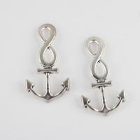 Zinc Alloy Ship Wheel & Anchor Pendant antique silver color plated vintage & DIY Sold By Bag