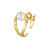 Sterling Silver Jewelry Finger Ring, 925 Sterling Silver, le Shell Pearl, plátáilte, jewelry faisin & do bhean & log, dathanna níos mó le haghaidh rogha, nicil, luaidhe & caidmiam saor in aisce, 12mm,7.1mm, Díolta De réir PC