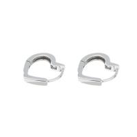 925 Sterling Silver Hoop Earrings Heart plated fashion jewelry & for woman nickel lead & cadmium free Sold By Pair