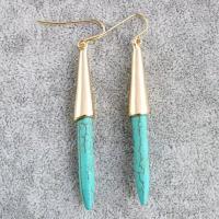 Sinc Alloy Earrings, le turquoise, jewelry faisin & do bhean, dathanna níos mó le haghaidh rogha, nicil, luaidhe & caidmiam saor in aisce, 55mm, Díolta De réir Péire