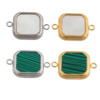 Nerezová ocel Connector, 304 Stainless Steel, s Syntetický + Malachite & Skořápka, módní šperky & unisex, více barev na výběr, 12x17x3mm, Otvor:Cca 2mm, Prodáno By PC