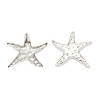 Zinc Alloy stjerne vedhæng, Starfish, sølvfarvet forgyldt, du kan DIY, nikkel, bly & cadmium fri, 53x62mm, Hole:Ca. 5.5mm, Ca. 100pc'er/Bag, Solgt af Bag