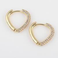 Messing Spring hoop oorbellen, met Cubic Zirconia, gold plated, voor vrouw, nikkel, lood en cadmium vrij, 15.80x15.50x2.30mm, Verkocht door pair