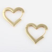 Messing oorhangers, Hart, gold plated, voor vrouw, nikkel, lood en cadmium vrij, 24.90x26.70x2.60mm, Verkocht door pair