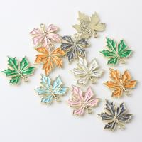 Zinc Alloy Enamel Pendants Maple Leaf plated DIY nickel lead & cadmium free Sold By Bag