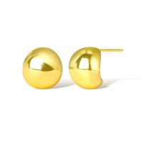 Brass Stud Earring real gold plated for woman golden Sold By Pair