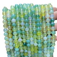 Prirodni Zeleni ahat perle, Green Agate, Krug, uglađen, možete DIY & različite veličine za izbor, Prodano By Strand