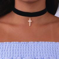 Mode Choker Ketting, Zinc Alloy, met Katoenfluweel, met 10cm extender keten, plated, mode sieraden & voor vrouw, meer kleuren voor de keuze, nikkel, lood en cadmium vrij, Lengte Ca 30 cm, Verkocht door PC